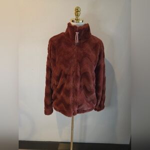 Urban Outfitters Cozy Teddy Jacket in Deep Brown